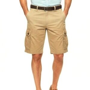 G&M Mens Khaki Cargo Shorts Rugged Washed Out Cotton Size 34 Ripstop‎ Workwear